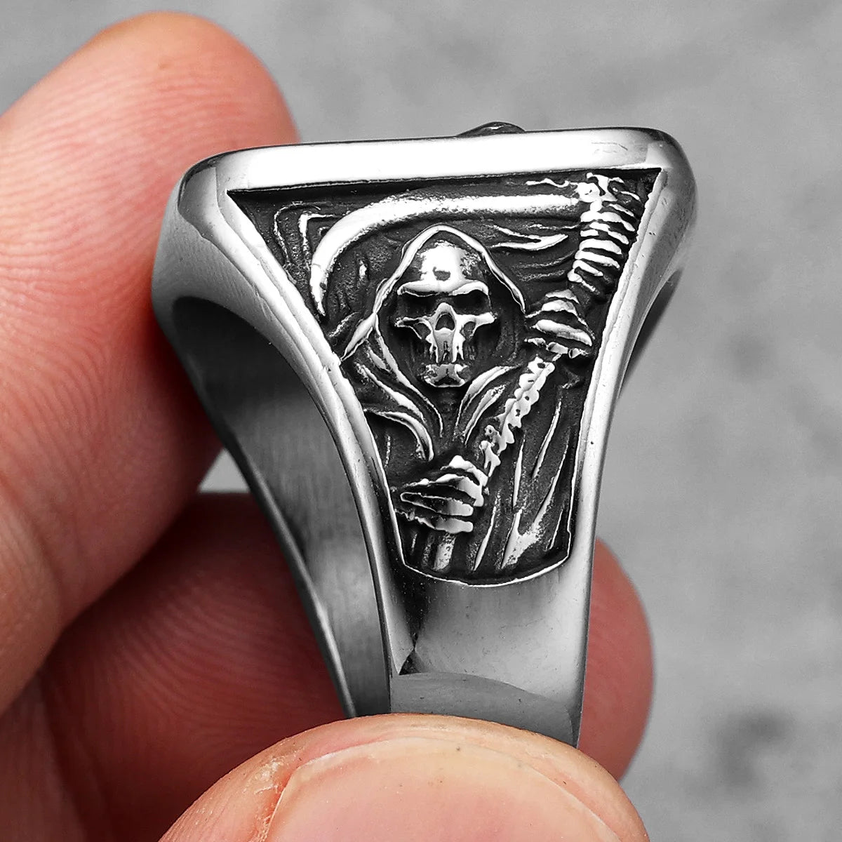 Grim Reaper Skull Ring — Stainless Steel
