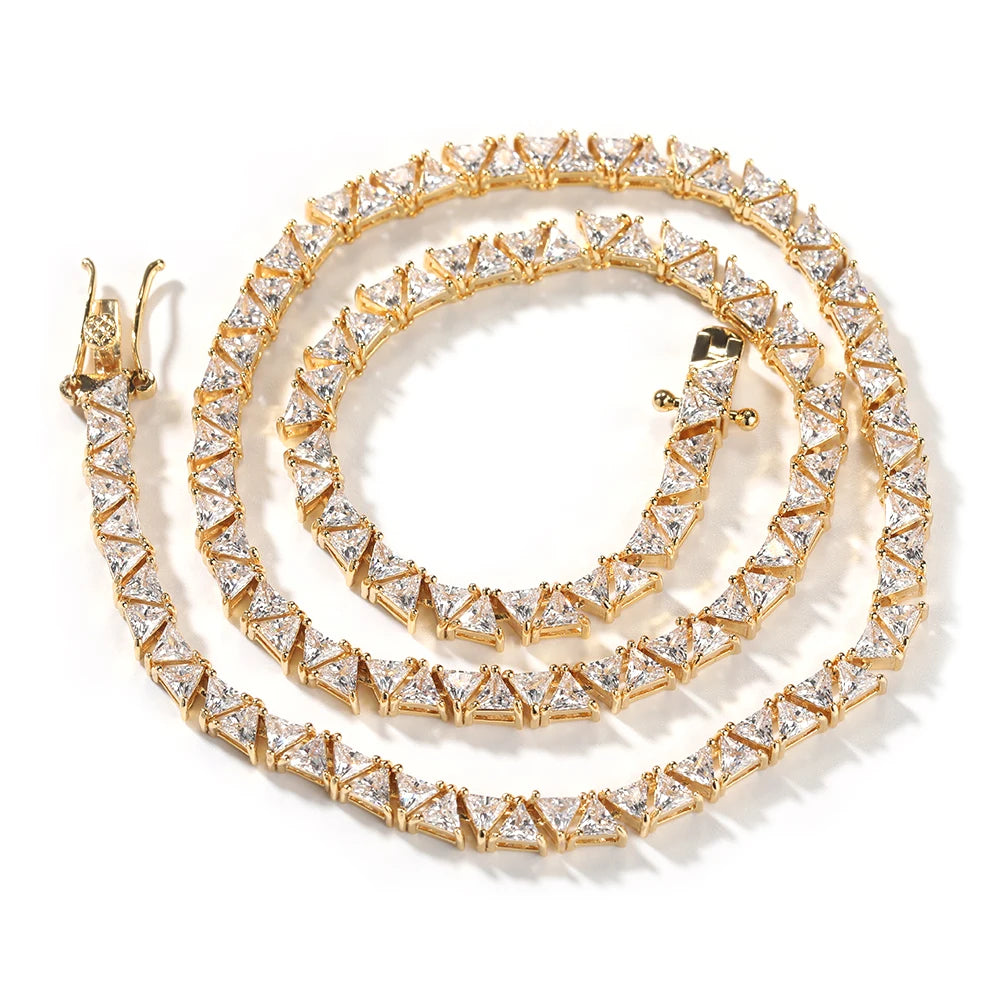 UWIN Triangle Tennis Chain Necklace Full Iced Out CZ Cuban Chain Cubic Zircon Fashion Luxurious Choker HipHop Jewelry