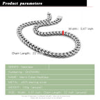 Hip Hop Punk 12mm Curb Cuban Chain Necklaces For Men 925 Sterling Silver Link Chain Chokers Solid Silver Metal on Neck Jewelry