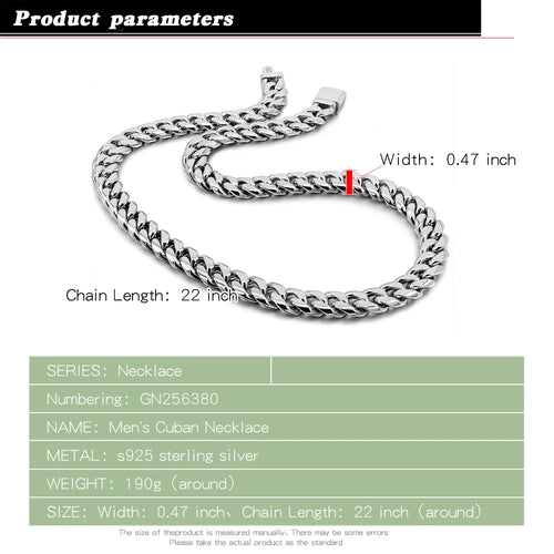 12mm Curb Cuban Chain Necklace — Silver