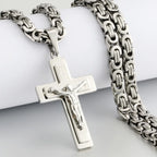 Jesus Crucifix Cross Pendant Necklace — Stainless Steel