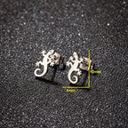 Hip Hop Stainless Steel Lizard Stud Earrings for Women Men Fashion Gecko Cocktail Earings Animal Ear Piercing Jewelry