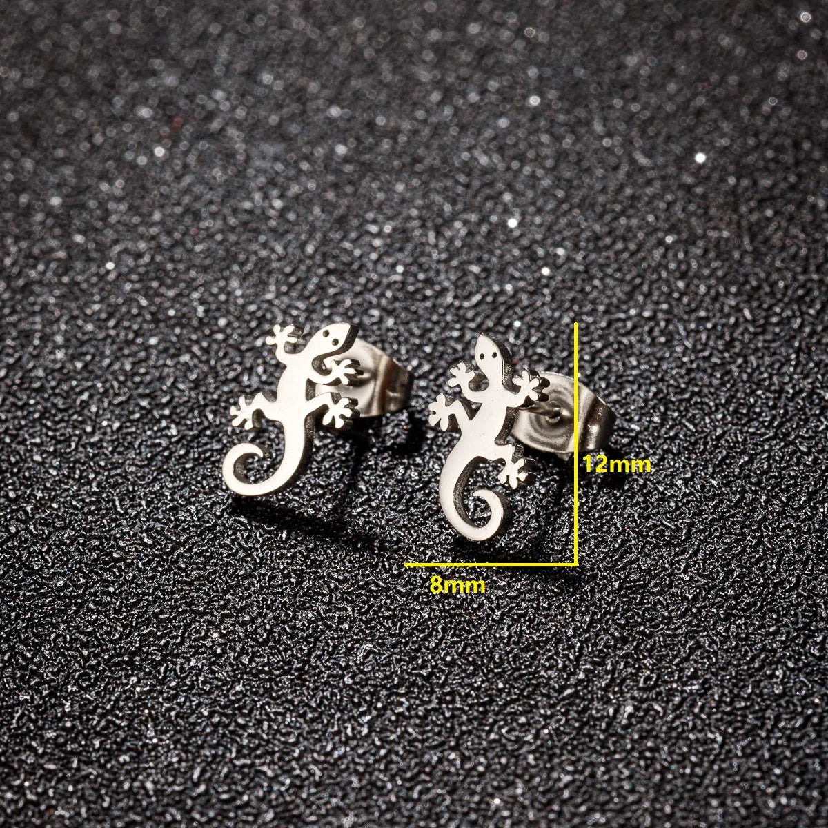 Hip Hop Stainless Steel Lizard Stud Earrings for Women Men Fashion Gecko Cocktail Earings Animal Ear Piercing Jewelry