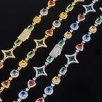 Iced Out Chain Necklace Stainless Steel Multicolor