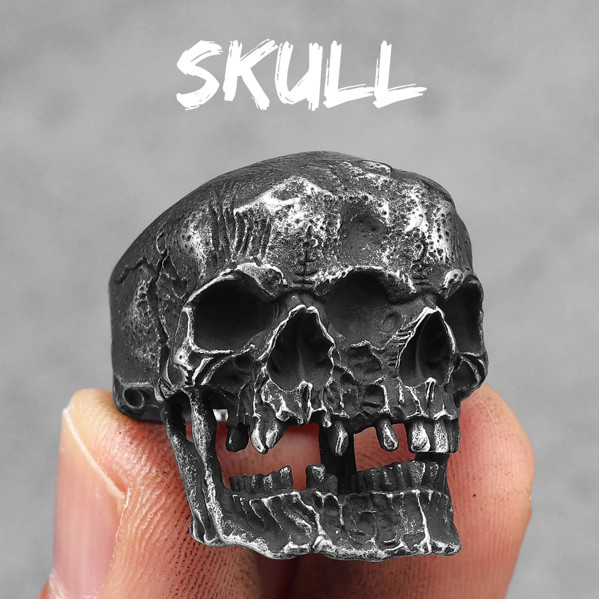 Vintage Punk Gothic All Skull Head Series Stainless Steel Womens Mens Rings Unique for Biker Jewelry Creativity Gift