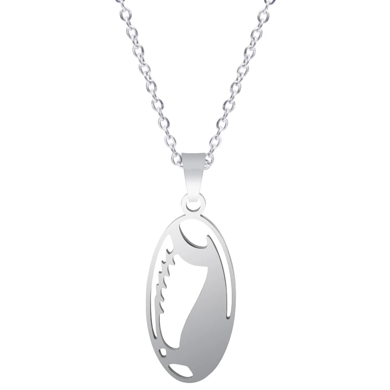 Sports Ball Charm Pendant Necklace — Steel