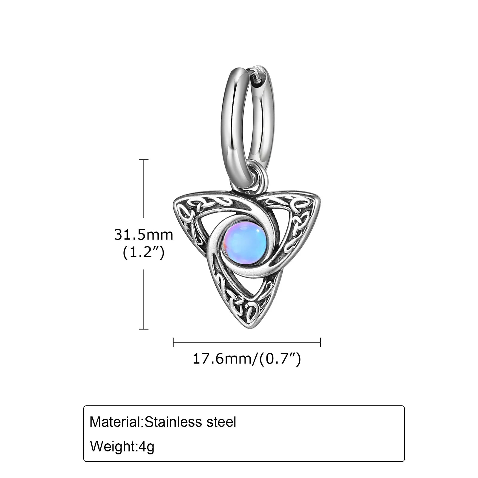 Viking Stone Triangle Huggie Hoop Earrings