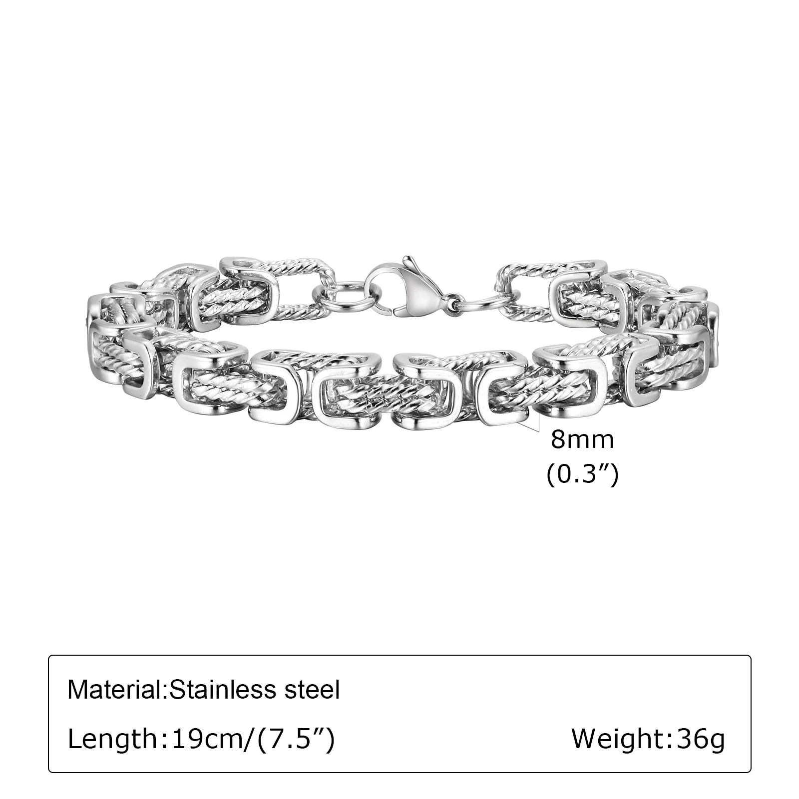 Byzantine Chunky Link Bracelet 8mm — Stainless Steel