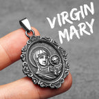 Virgin Mary Pendant Necklace — Stainless Steel