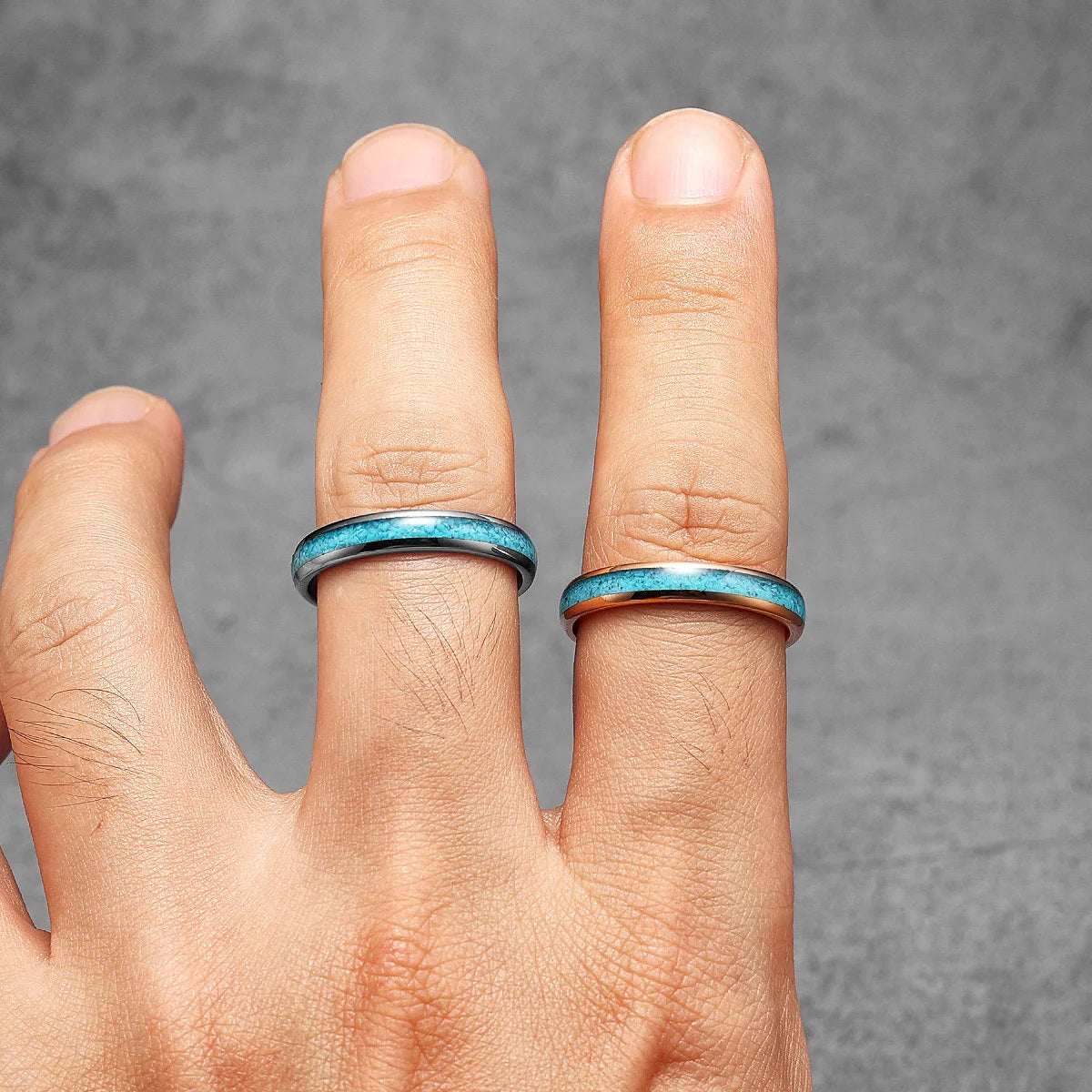 Turquoise Tungsten Ring — Stainless Steel