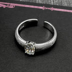 Two-Tone Ring Sterling Zircons Set Matte