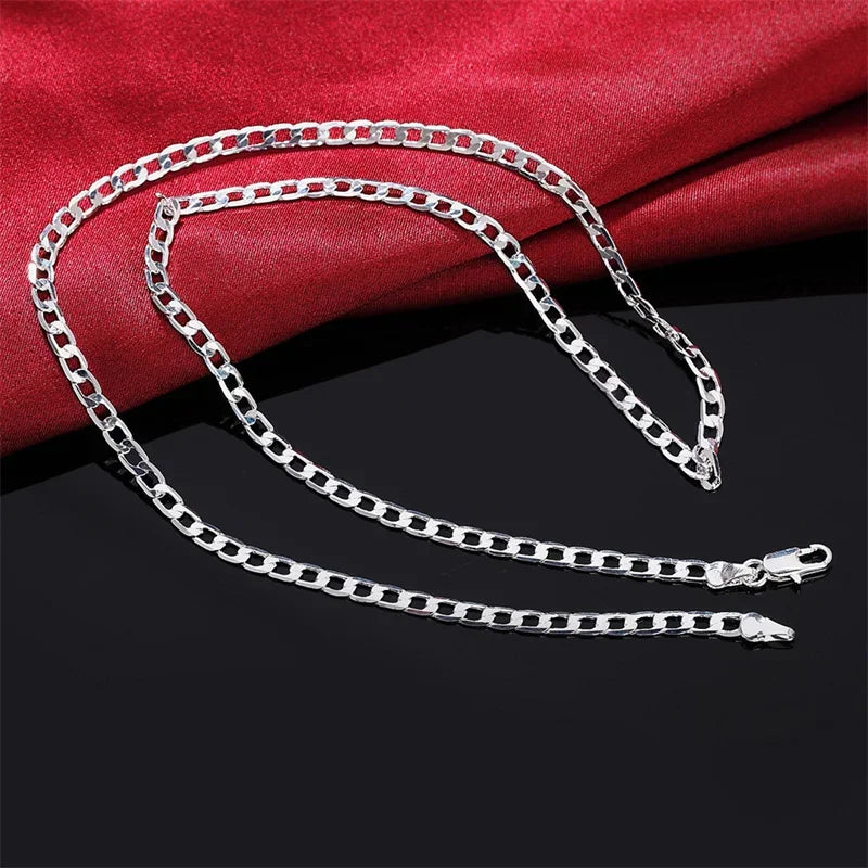 Men's 925 Sterling Silver Necklace 2/4/6/8/10/12MM 40-75cm Face Chain Necklace Lobster Clasp Men And Women Engagement