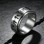 Nordic Viking Odin Rune Spinner Ring — Stainless Steel