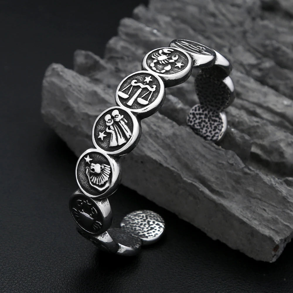 Steel Bracelet 316L Cuff Punk Constellation