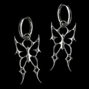Gothic Punk Silver Color Hollowed-out Thorn Swallowtail Butterfly Pendant Hoop Earrings for Men Women Couples Halloween