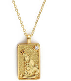 Double Sided Original Tarot Cards Necklace Tarot Moon Cigano Divination Zircon Necklace Wheel of Fortune Star Death