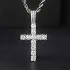 Huitan Luxury Cross Pendant Necklace for Women Sparkling White Cubic Zirconia Long Necklace Wedding Party New Fashion