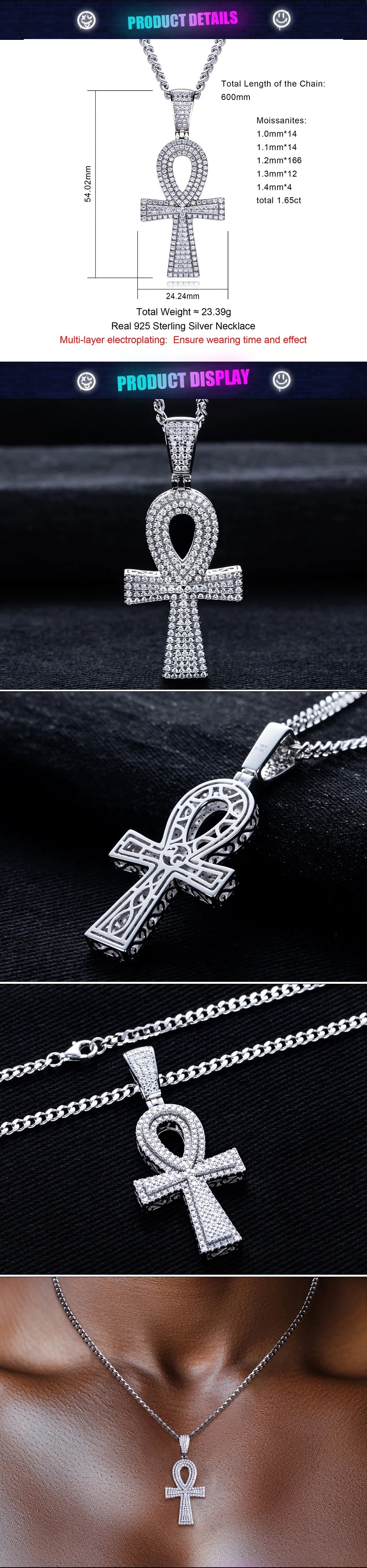 Iced Out Cross Pendant — 925 Silver