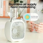 TINSOL USB Mini Air Conditioning Fan, Humidifier Desktop Fan Spray Electric, 1200mAh, Three Gear Air Conditioning