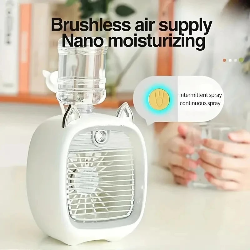 TINSOL USB Mini Air Conditioning Fan, Humidifier Desktop Fan Spray Electric, 1200mAh, Three Gear Air Conditioning