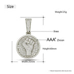 Trendy Round Zircon Copper Pendant Necklace for Men Fine Hip Hop Jewelry Pendant with Rope Chains