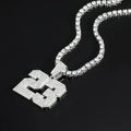 2026 Hip Hop Number 23 Pendant Necklace 4mm Rhinestone Tennis Chain Sparkling Punk Jewelry for Men Women Fashion Accessory Gift