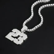 Iced Out Number 23 Rhinestone Tennis Pendant Necklace 4MM