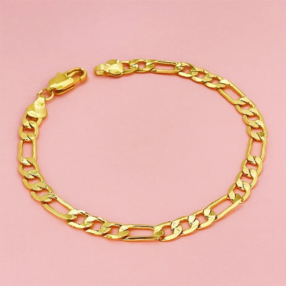 Gold-Tone Boss Chain Bracelet — 5-7mm Width, 20cm