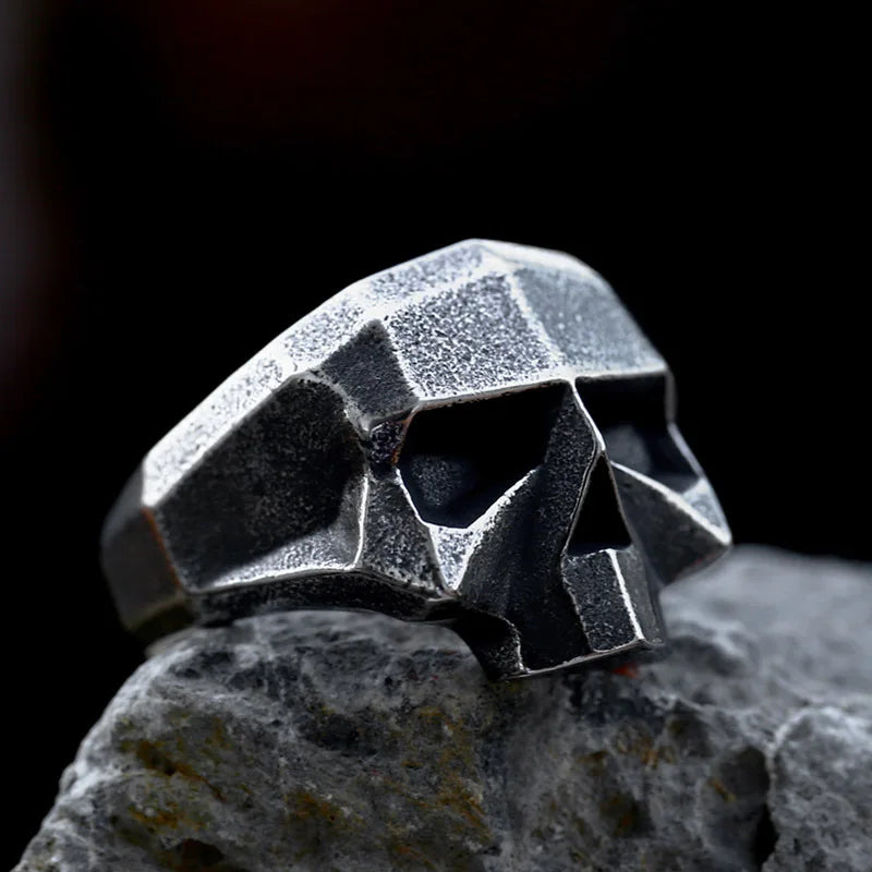 Retro Stainless Steel Robot Ghost Head Ring for Foreign Trade New Punk Hip-Hop Skull Titanium Steel Ring