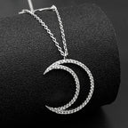 Star Silver Pendant Zircon Sterling Crescent Moon