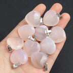 5pc Natural Stone Pendant Heart Clear Quartz Healing Crystals Stone Charms For Jewelry Making DIY Necklaces