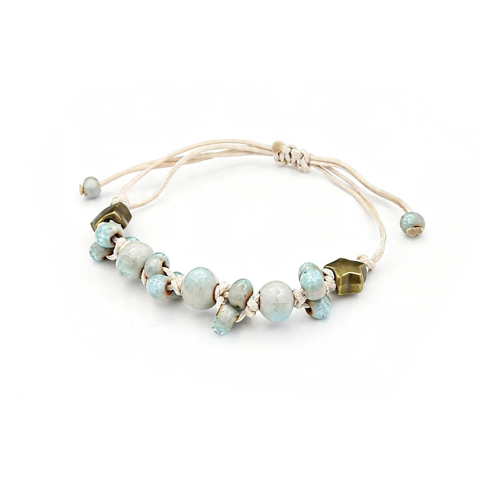 Rope Ceramic Bead Bracelet — Stainless Steel