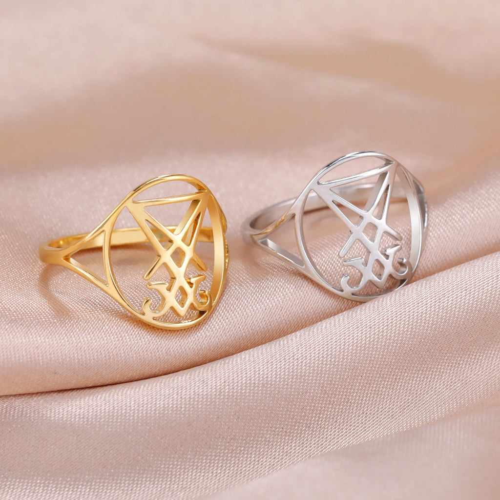 Sigil of Lucifer Amulet Ring — Stainless Steel