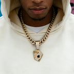 Iced Out Poker Card Cuban Pendant — Gold