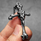 Viking Crow Bone Cross Men Necklaces Stainless Steel Amulets Pendant Chain Women Fashion Jewelry Punk Accessories Gift Wholesale
