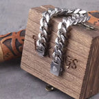 A shiny 316 stainless steel color-preserving hip-hop style necklace, trendy Nordic Viking Cuban chain for men