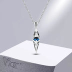 Vnox Stylish Blue Stone Necklaces for Men, Stainless Steel Cube Geometric Pendant Collar Jewelry, Birthday Party Gifts for Him