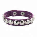 Gothic Round Rivet Leather Cuff Bracelet — Adjustable Bangle