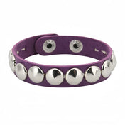 Gothic Round Rivet Leather Cuff Bracelet — Adjustable Bangle