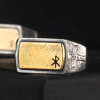 Nordic Hammer Ring Silver Inlaid Copper Viking Rune Silver Jewelry