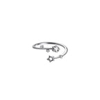 Exquisite 925 Sterling Silver Adjustable Zircon Hollowed-out Five-pointed Star Ring for Women Korean Jewelry Accessories Gifts