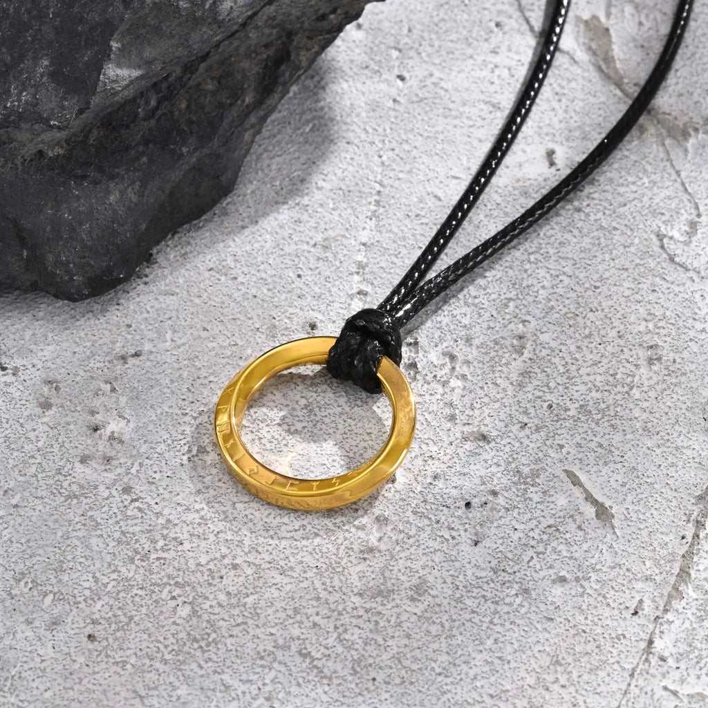 Vnox Retro Niche Viking Mobius Necklaces For Men Stainless Steel Round Pendant With 60cm Rope/Metal Chain Four Color