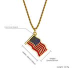 Gold US Flag Pendant Necklace Stainless Steel