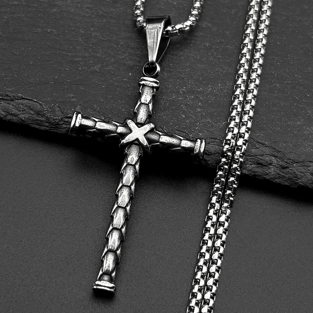 Cross Steel Pendant Christian Punk Biker