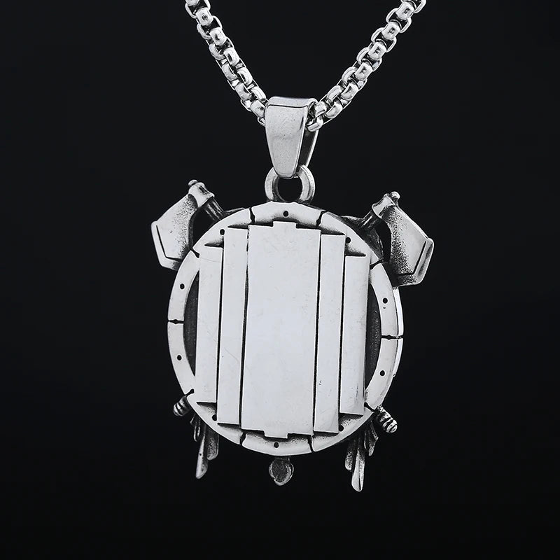 Biker 2024 New Punk 316L Stainless Steel Unique Style Viking Roman Helmet Mask Knight Axe Wrrior Pendant Necklace For Man Women
