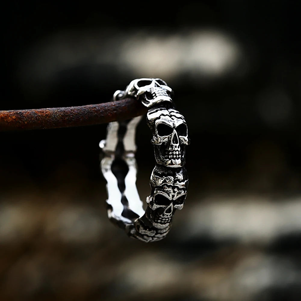 Unique Vintage 316L Stainless Steel Skull Ring For Men Punk Fashion Colorful Skull Rings Couples Biker Jewelry Gifts