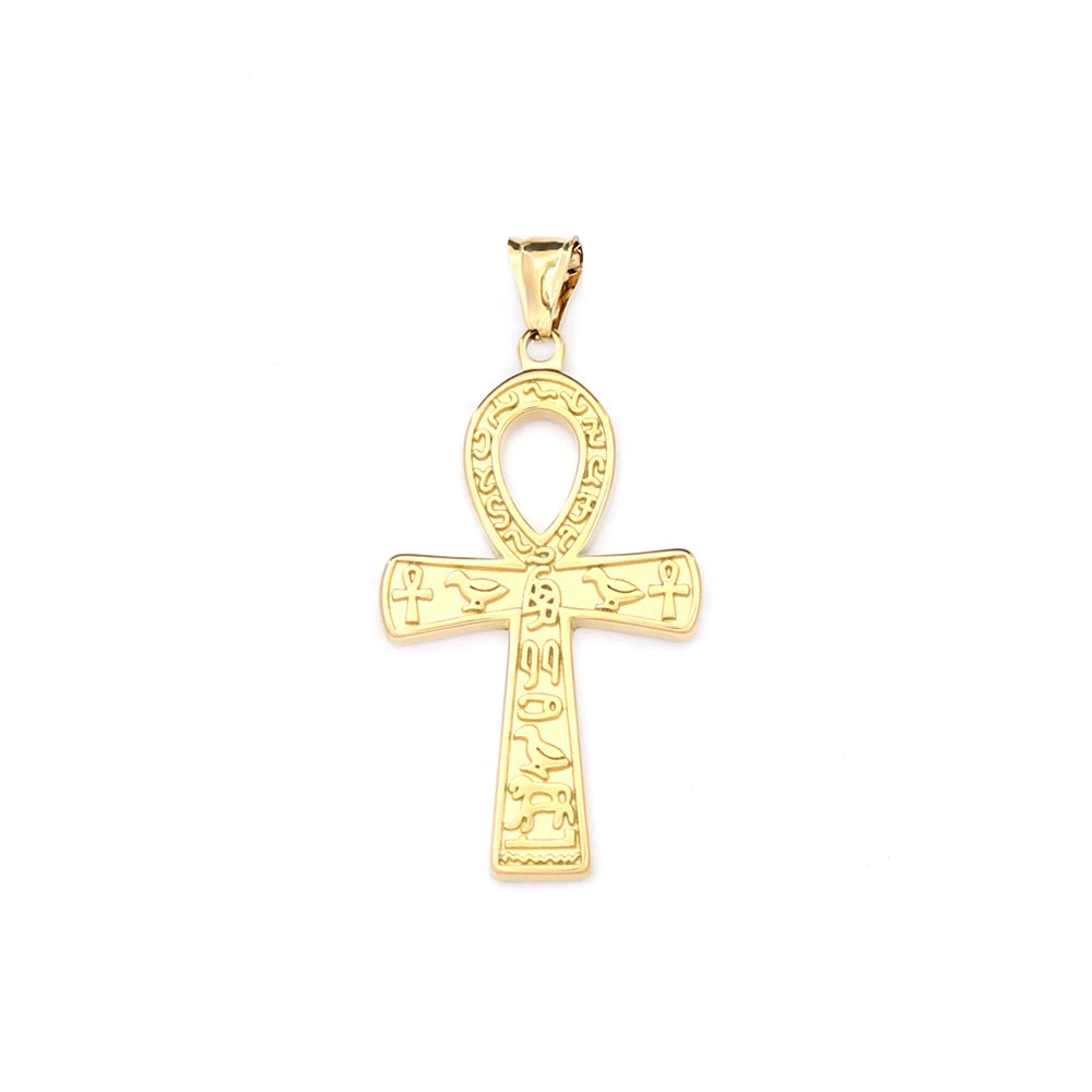 Vintage Stainless Steel Ancient Egyptian Ankh Cross Pendant Necklaces For Men Women Fashion Eye Of Horus Amulet Jewelry