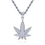 Iced Out Hemp Leaf Pendant — 925 Silver