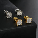 Iced Out Round Zircon Earrings — Gold