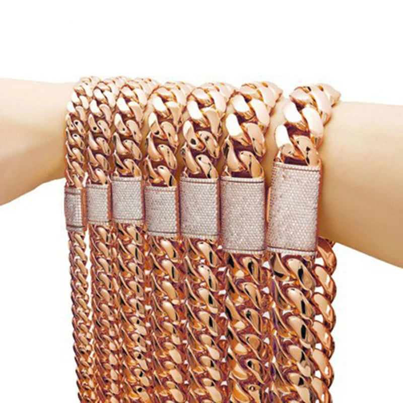 12/14/18/20/22mm Big Heavy Solid Stainless Steel Cuban Miami Link Chain Necklaces for Men Hip Hop Bling Iced out Rapper Jewelry